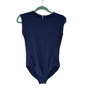 Hapari Women's Women's High Crew Neck One-Piece Modest Swimsuit Navy Size XL NWT